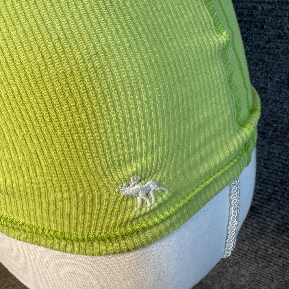 Abercrombie & Fitch Ribbed Tank Top Womens XS Lime Green Y2K Fitted Cami Tee - Picture 2 of 5